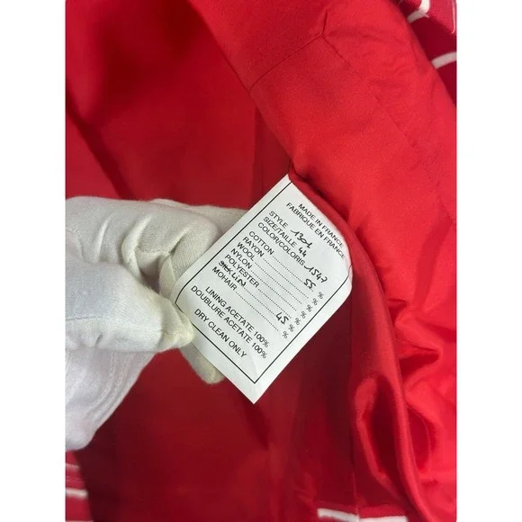 Vintage Richard Carriere Paris Red/White Striped Blazer w Buttons- Sz 44 France